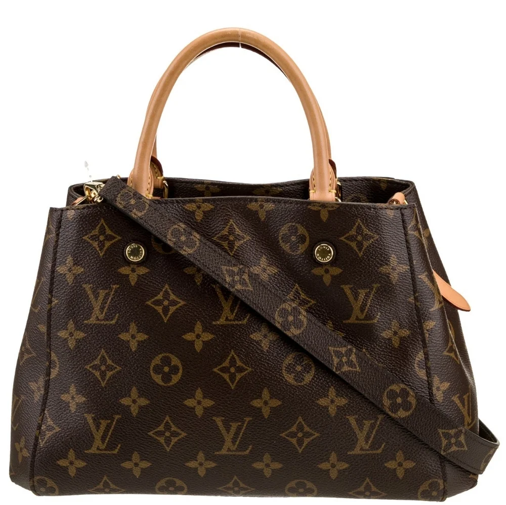 Like New! AUTHENTICATED Louis Vuitton Montaigne Top Hand Bag Brown Canvas LV - Picture 3 of 16